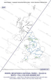 United Kingdom Cycle 3 Geography Maps (Rivers, Mountains & National Parks — Black Line Master & Full Colour Answer Key)