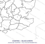 United Kingdom Cycle 3 Geography Maps (Counties — Black Line Master & Full Colour Answer Key)