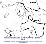 United Kingdom Cycle 3 Geography Maps (Rivers, Mountains & National Parks — Black Line Master & Full Colour Answer Key)