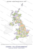 United Kingdom Cycle 3 Geography Maps (Counties — Black Line Master & Full Colour Answer Key)