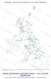 United Kingdom Cycle 3 Geography Maps (Rivers, Mountains & National Parks — Black Line Master & Full Colour Answer Key)
