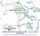 United Kingdom Cycle 3 Geography Maps (Rivers, Mountains & National Parks — Black Line Master & Full Colour Answer Key)